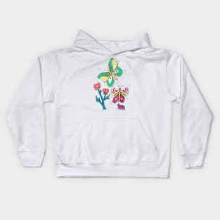 Butterflies marker illustration Kids Hoodie